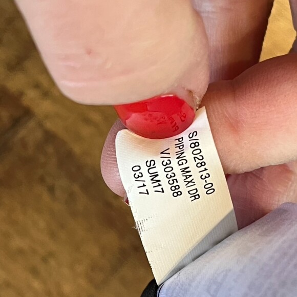 Banana Republic Black Maxi Piping Slip Dress Size 8P Summer Sundress Petite - Picture 7 of 8